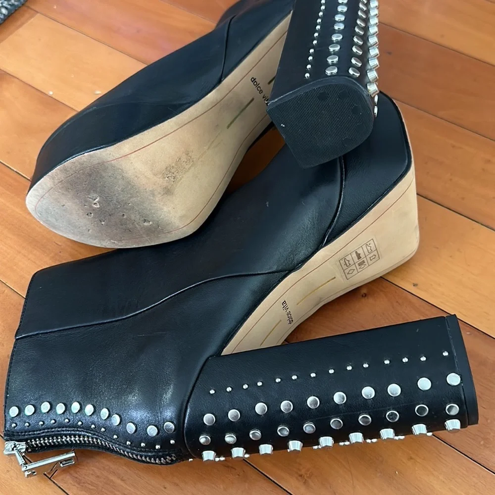 Dolce vita black leather liv studs platform boots size 8.5 goth, Grange